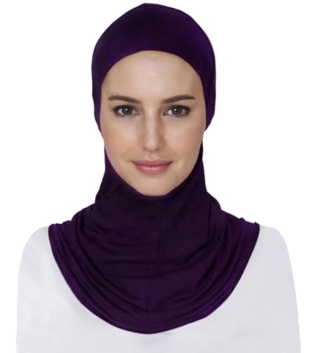 Lina & Lily Modal Jersey Full Coverage Ninja Hijab Undercap with Neck Cover for Muslim Women - color: Dark Purple