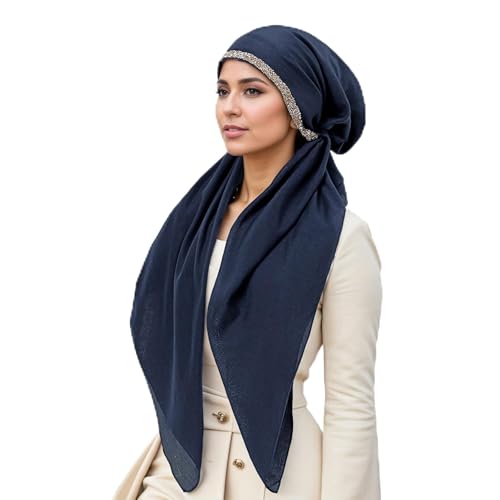 Instant Hijab for Women: Hijab Scarf, Hijabs for Women Muslim, Muslim Head Scarf, Easy Slip on - color: Navy Blue
