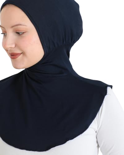 Prien Sport Hijab For Women, Muslim Head Scarf, Flexible Turban Girls, Chic Islamic Wear For Gym, Neck Collar Bonnet Viscose - color: Navy Blue