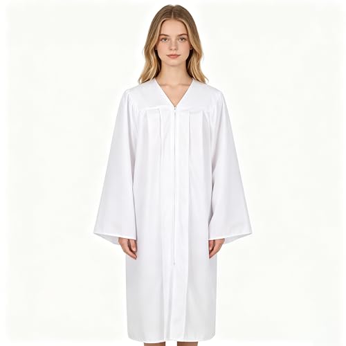 교회 성인을 위한 유니 매트 합창단 가운, 고등학교 및 학사 전용 졸업 가운 - color: 화이트., size: 51