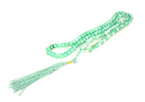 Islamic Prayer Beads - Misbaha Tasbih 99 Glass Bead Necklace - color: Marble Turquoise