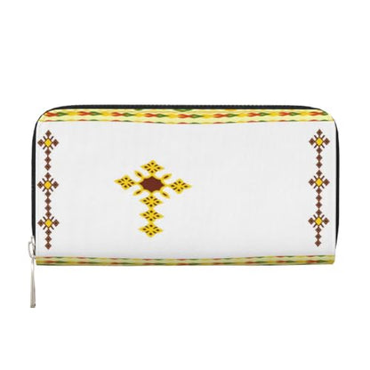 Ethiopian Cross PU Leather Long Wallet for Women Men, Zipper Clutch Wallet RFID Card Holder Organizer - color: Ethiopian Cross1