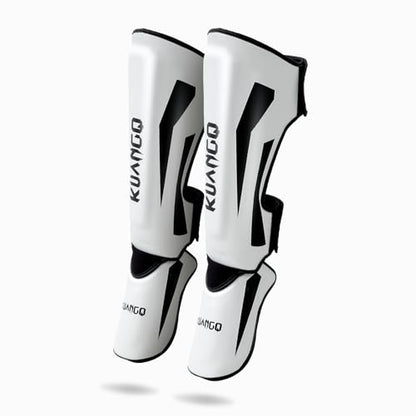 Muay Thai Shin Guards, Muay Thai Martial Arts Kicking Leg Instep Protection Pads Sparring Gear,for Kickboxing MMA Training and Sparring,Professional MMA Equipment - color: Black-White, size: Large