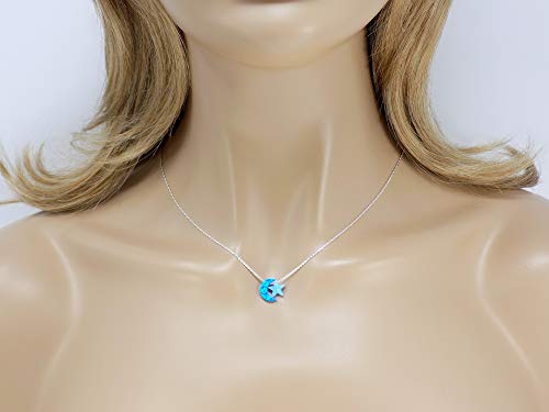 Martinuzzi Accessories Opal Moon and Star Necklace 925 Sterling Silver Chain - style: Blue Moon Light Blue Star