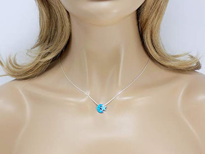Martinuzzi Accessories Opal Moon and Star Necklace 925 Sterling Silver Chain - style: Blue Moon Light Blue Star