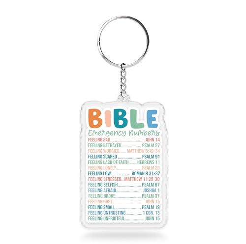 Bible Emergency Numbers Keychains 2 Inches Funny Christian Religious Bible Verse, Keychain for Keys, Handbags, Backpacks, Suitcases, Keyrings, Acrylic Material DIY Accessories Gifts for Friends Mom
