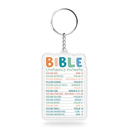 Bible Emergency Numbers Keychains 2 Inches Funny Christian Religious Bible Verse, Keychain for Keys, Handbags, Backpacks, Suitcases, Keyrings, Acrylic Material DIY Accessories Gifts for Friends Mom