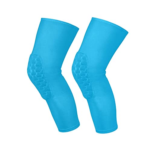 Deep Sky Blue Sports Knee Pads Youth Volleyball Basketball Knee Pads Long Leg Sleeves Braces Compression Wrestling Knee Pads for Boys Girls Football Dance Yoga - color: Deep Sky Blue