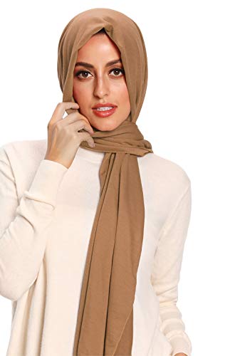 Jersey Hijab Scarfs for Women Head Scarf Muslim Head Wraps - color: Camel