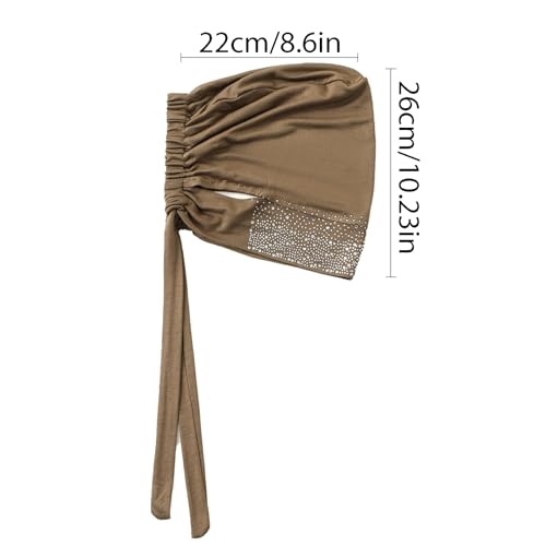Hijab Undercaps Slouchy Beanies Cap Soft Hijab Caps Under Scarf for Women Muslim Jersey Inner Beain-Cap - color: Khaki