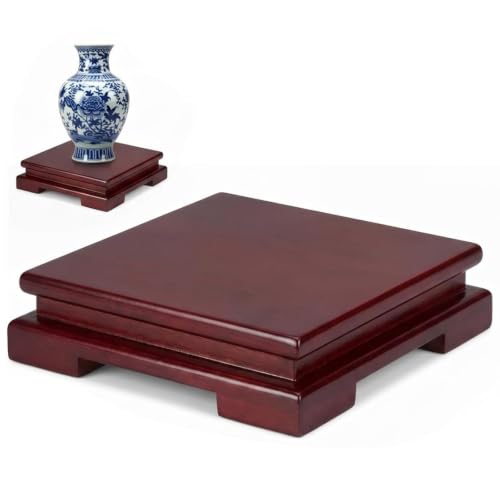2 Pcs Square and Rectangle Wooden Display Stand Wood Vase Display Base Pedestal Stand Vase Lamp Riser for Vases Lamp Teapot Trophy Collectibles Home Decor (Natural Wood,6.7 x 6.7 x 2 Inch) - color: Natural Wood, size: 6.7 x 6.7 x 2 Inch