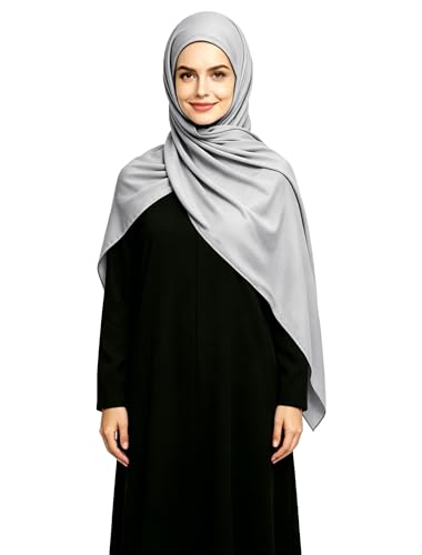 Lina & Lily Non-see-through Premium Jersey Maxi Hijab Head Scarf Wrap for Muslim Women - color: Light Gray