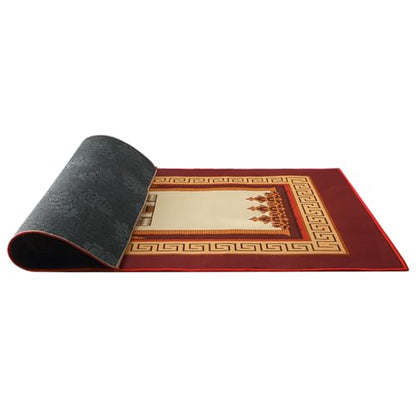 Muslim Prayer Rug Turkish Islamic Prayer Mat Thick Praying Carpet Janamaz Sajjadah Namaz Seccade Arabic Prayer Rug for Eid Ramadan - color: Red