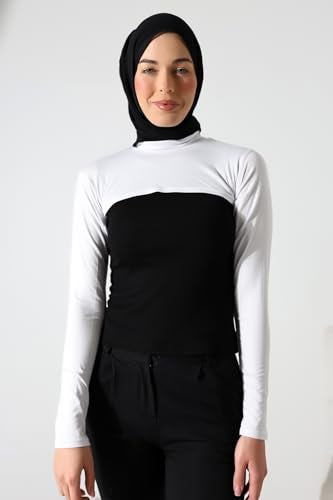 ihvan online, Women's Hijab Muslim Prayer Sleeve, Sleeves to Cover Arms for Women, Soft Stretchy Modest Hijab Arm Sleeves - color: White Neck