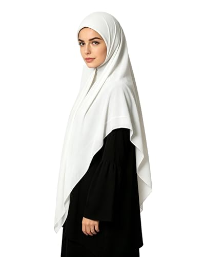 Lina & Lily Premium Chiffon Hijab Head Scarf Shawl Wrap for Muslim Women Square 58'' x 58'' - color: Ivory White