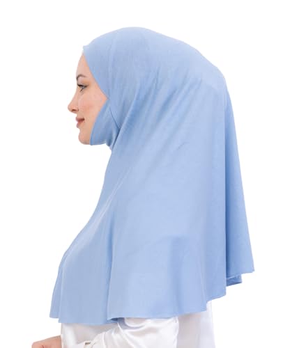 Prien Easy To Wear Hijab For Women, Muslim Instant Turban With Niqab, Islamic Clothes, Soft Scarf For Prayer, Abaya, Khimar - color: Light Blue