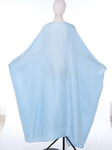 Shinsto Women Satin Prayer Dress Kaftan Robe Musulmane Femme Flashy Gown Luxury Party Wear Nightclub Outfit - color: Sky Blue, size: 1