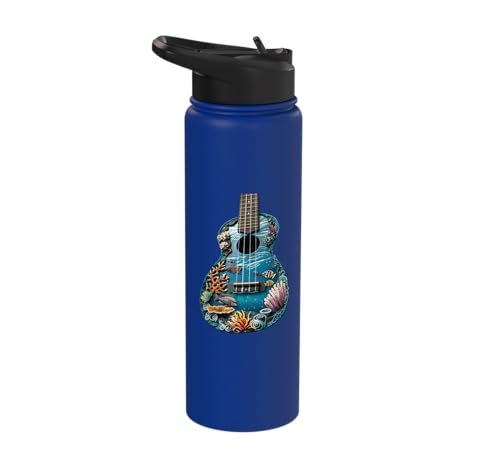 Ukulele Water Stainless Steel Insulated Water Bottle - color: Royal Blue