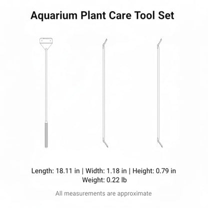Aquarium Maintenance Tool Set - 430 Stainless Steel Long Reach Scissors, Tweezers & Sand Shovel for Fish Tanks - size: 18.11 x 1.18 x 0.79 in