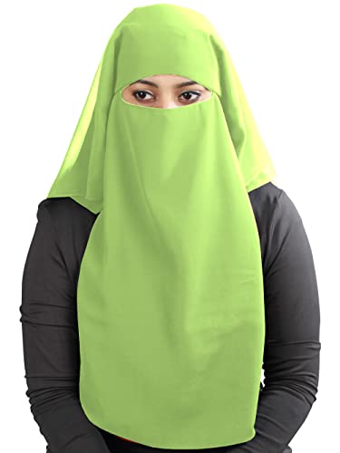 MyBatua 3 Layers Saudi Niqab In Breathable Georgette, Wholesale Price, 1pc Face Veil NQ-003 - color: Parrot Green