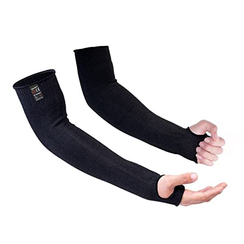 Protective Arm Sleeves, Cut Heat Resistant Arm Protectors Anti Abrasion Safety Armband for Garden Kitchen Work 1 Pair - color: Black (Medium, 1 Pair) With Thumb Hole