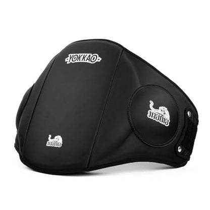 YOKKAO Belly Pad - Leather | Heavy-Duty Padding | Produced at Factory, Thailand | Muay Thai | 5 Colors - color: Black
