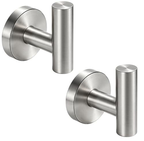 Nolimas Bathroom Towel Hooks SUS 304 Stainless Steel Coat Hook Round Clothes Towel Coat Robe Hook Cabinet Closet Door Sponges Holder for Bath Kitchen Garage Hotel,Wall Mounted, Brushed Nickel, 2Pack - color: 2pcs Brushed Nickel