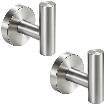 Nolimas Bathroom Towel Hooks SUS 304 Stainless Steel Coat Hook Round Clothes Towel Coat Robe Hook Cabinet Closet Door Sponges Holder for Bath Kitchen Garage Hotel,Wall Mounted, Brushed Nickel, 2Pack - color: 2pcs Brushed Nickel