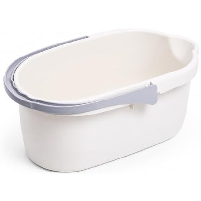 Compact Mop Bucket with Handle, Rectangular Cleaning Bucket and Caddy for Cleaning Supplies, 10L, White - color: White