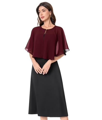 Baoqiya Capelets for women Chiffon Cape Soft Shawls and Wraps For Women - color: Burgundy
