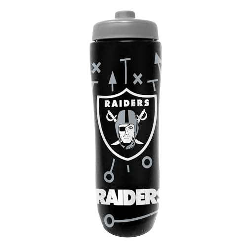 Party Animal NFL Football Squeeze Bottle, 32 oz BPA-Free Sports Water Bottle with Quick Flow for Kids & Adults, Las Vegas Raiders - color: Las Vegas Raiders