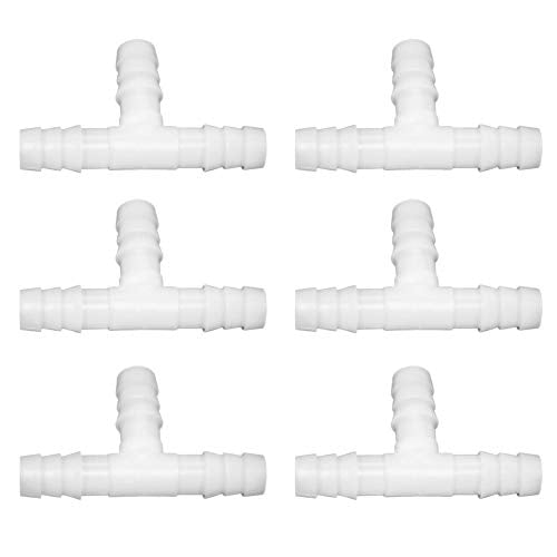 Plastic 5/16" ID Hose Barb Fittings, Equal Barbed Tee Pipe Connectors 3 Way Joint Splicer Mender Union Adapter for Boat Aquarium, Pack of 6 - size: 5/16 Inch