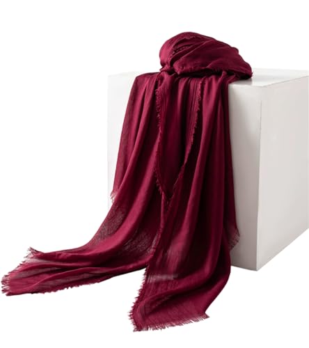 Women Summer Scarfs Large Long Lightweight Linen Beach Gauze Shawl Wrap 75”×40” - color: Ankela Red