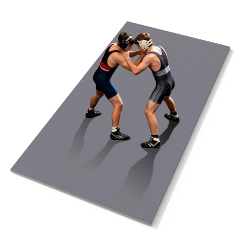 5'x10' Wrestling Mat, 1.2in Thick Roll-Up Jiu Jitsu Home Gym Mat | Waterproof Textured PVC Surface, Easy to Clean & Store, Lightweight & Portable, Ideal for Home Gym, Martial Arts & Stretching - color: Gray