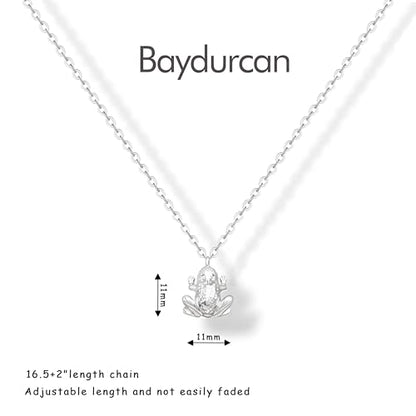 Baydurcan 여성용 실버 목걸이, 악마의 눈 앙크 리본 목걸이, 친구 자매 생일 Just Because 크리스마스 선물 - style: 개구리