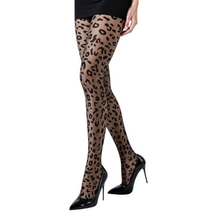 Millennials In Motion Sheer Elegance Patterned Tights - color: Leopard