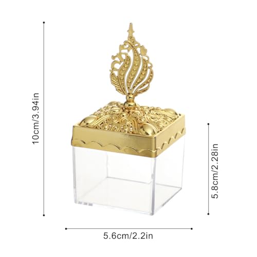 Eforcase 12PCS Royal Golden Clear Candy Boxes with Ornate Crown-Shaped Lid for Ramadan, Eid, Weddings, Parties & Gifts - color: golden clear