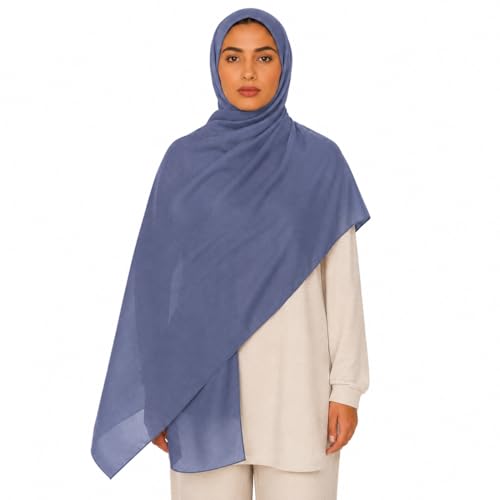 Premium Breathable Modal Cotton Hijab for Women, Lightweight, Non-Slip, Soft & Elegant Scarf for Everyday Wear - color: Dusty Periwinkle