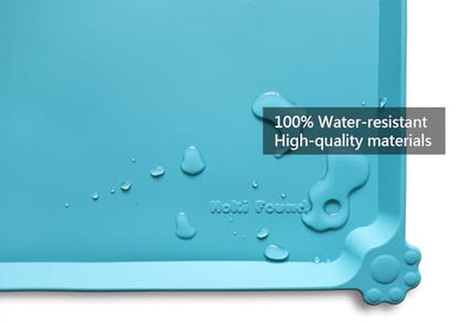 Hoki Found L Silicone Pet Food Mats Tray - Non Slip Pet Dog Cat Bowl Mats Placemat - Dog Pet Cat Feeding Mat - Waterproof Dog Cat Food Mats -Pet Water Mats for Carpet -Glacier - color: Glacier, size: 22" x 14"