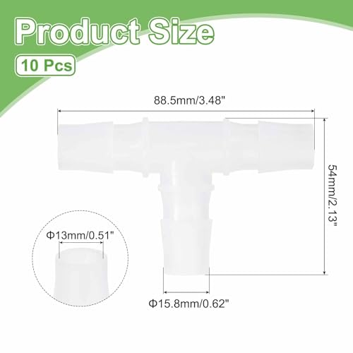 MECCANIXITY 10pcs Plastic Hose Barb Fitting, 5/8" x 5/8" t Shape Tee Barbed Hose Pipe Fitting Splicer Mender Joint Adapter for Water Liquid Fuel Line Tube, Clear - color: Clear, size: 5/8" x 5/8"