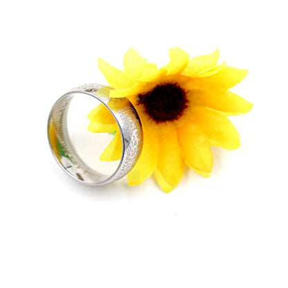 Uloveido Muslim Mohammad Arabic Letter Shahada Rings Gold Color Stainless Steel 8mm Wide Band Religious Allah Rings for Men and Women Y543 - color: Silver