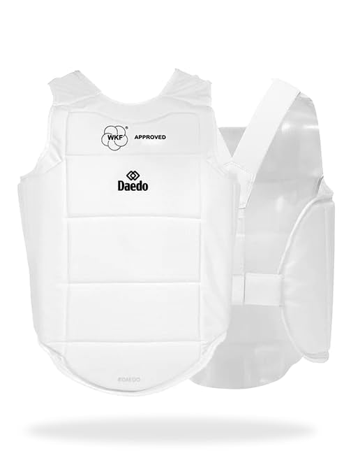 Daedo Chest Protector WKF Approved – Martial Arts Body Shield for Karate Taekwondo – Padded Sparring Training Gear - size: Medium