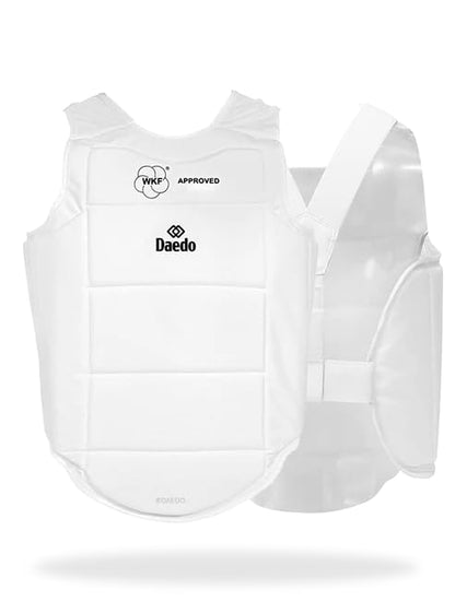 Daedo Chest Protector WKF Approved – Martial Arts Body Shield for Karate Taekwondo – Padded Sparring Training Gear - size: X-Small