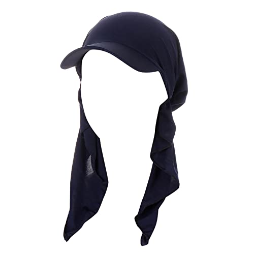 Hijab Scarf for Women Baseball Curved Brim Cap | Soft Breathable Cotton, Lightweight Feel, Adjustable Strap, Curved Brim, Summer Wear, Outdoor Activity, Casual Daily Use - color: 06#_navy