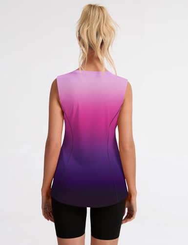 Avoogue Womens Tank Tops Sleeveless Workout Tank Tops Quick Dry UPF 50+ Sun Athletic Shirts Running Gym Yoga Baseball Clothes - color: Gradient Purple, size: XX-Large