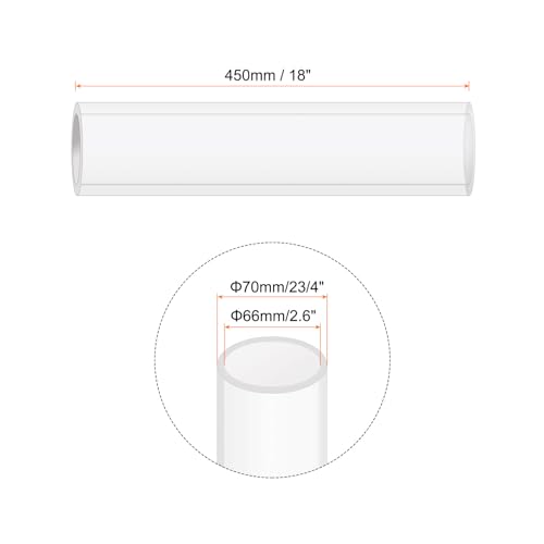 18" Clear Plastic Rigid Pipe 66mm ID x 70mm OD (2.6" ID x 2 3/4" OD) Acrylic Round Tubing, [for Plumbing, Hydraulics, Aquarium] - size: 2.6" x 2.75"