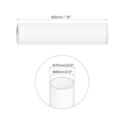 18" Clear Plastic Rigid Pipe 66mm ID x 70mm OD (2.6" ID x 2 3/4" OD) Acrylic Round Tubing, [for Plumbing, Hydraulics, Aquarium] - size: 2.6" x 2.75"