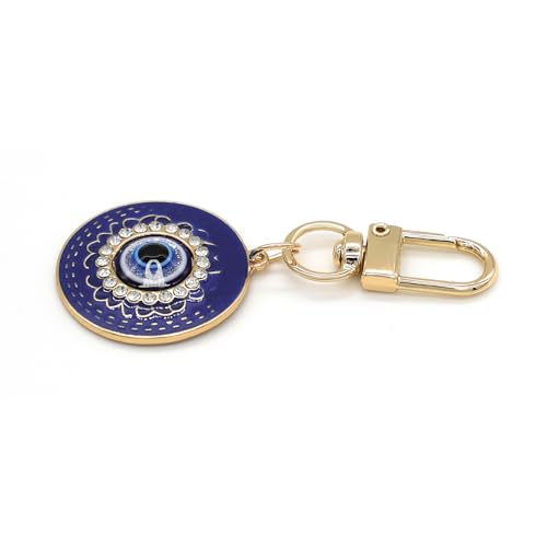 Evil Eye Keychain Hamsa Hand keychain Protection Charm for Men Women Car Key Ring Bag Purse Accessories - color: Gold Blue Eye