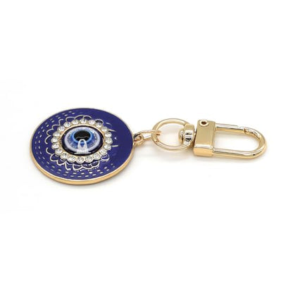Evil Eye Keychain Hamsa Hand keychain Protection Charm for Men Women Car Key Ring Bag Purse Accessories - color: Gold Blue Eye