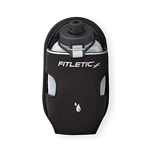 Fitletic - Extra Mile Holster Bottle Add-On, Water Bottle Holder with Clear Water Bottle for Running Belt, Hydration - color: Black - Single, size: 8 Ounces